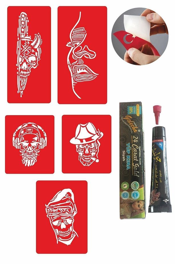 Çılgın Kuru Kafalar Hint Kınası Ile Geçici Dövme Yapma Seti - 1