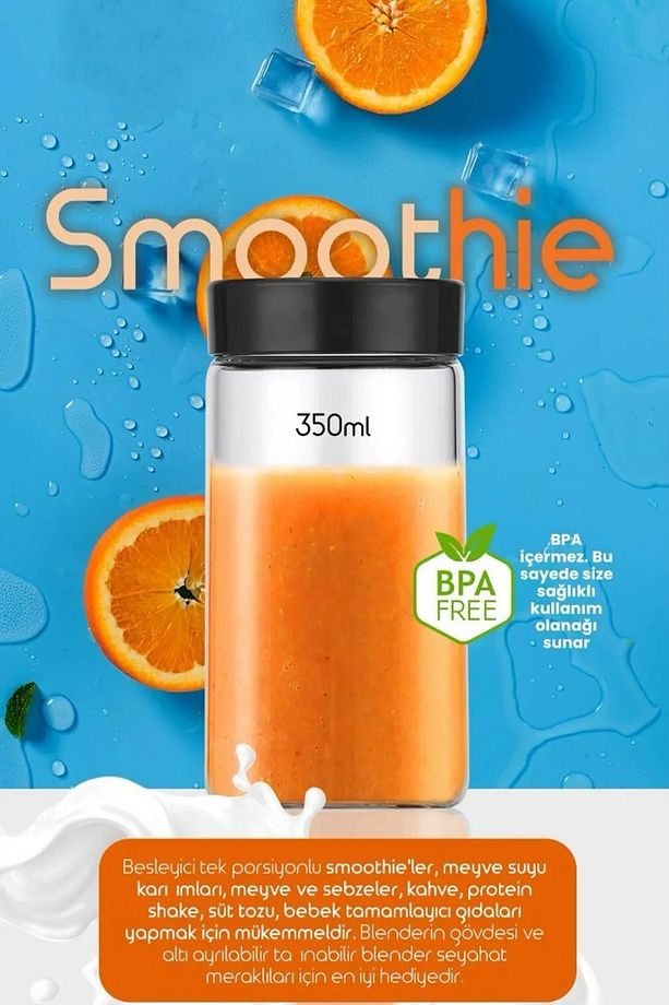 Taşınabilir Şarjlı Metal Kişişel Blender 450Ml + 380Ml - 4