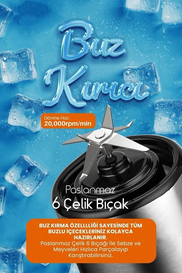 Taşınabilir Şarjlı Metal Kişişel Blender 450Ml + 380Ml - 2