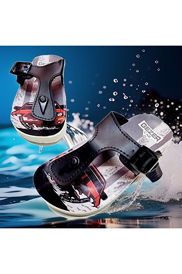 Children's Daily Flip-Flop Car Printed Beach, Sea, Pool Slippers