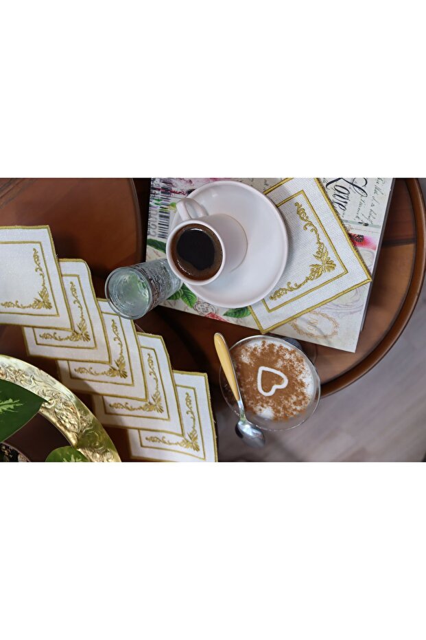 منديل عرض منقوش سادة على شكل مربع مكون من 6 قطع - 3