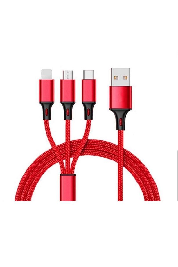 Huawei Xiaomi Samsung Iphone Uyumlu Örgü Hasır Çoklu Şarj Kablosu Type-c Micro Lightning - 1