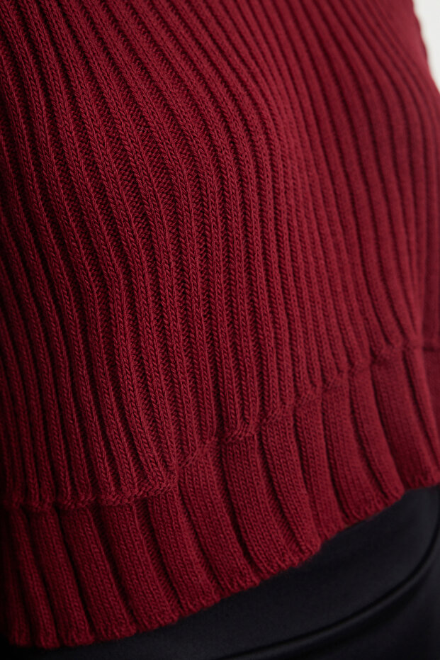 Burgunder Super Crop Basic Strickpullover TWOAW24KZ00275 - 4