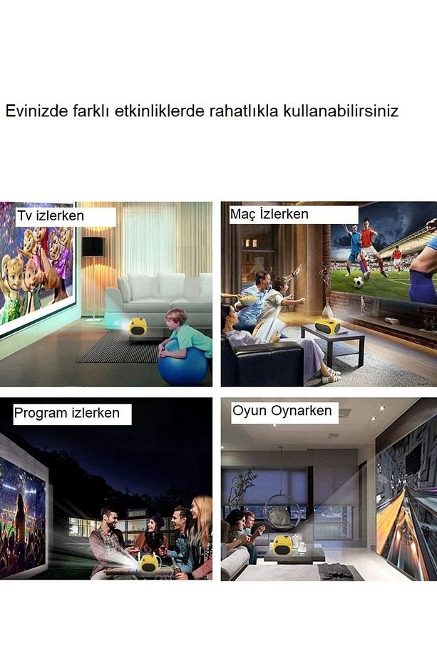 Taşınabilir Mini Projektör 480p Anycast Destek Wifi Android Ios Tv Ev Sineması - 5