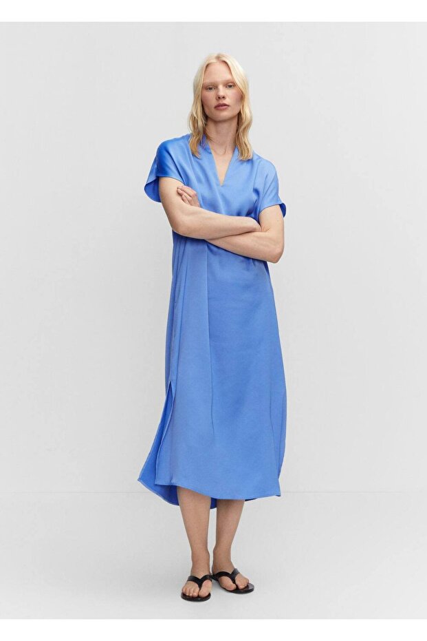 Yanı Yırtmaçlı Elbise - 2