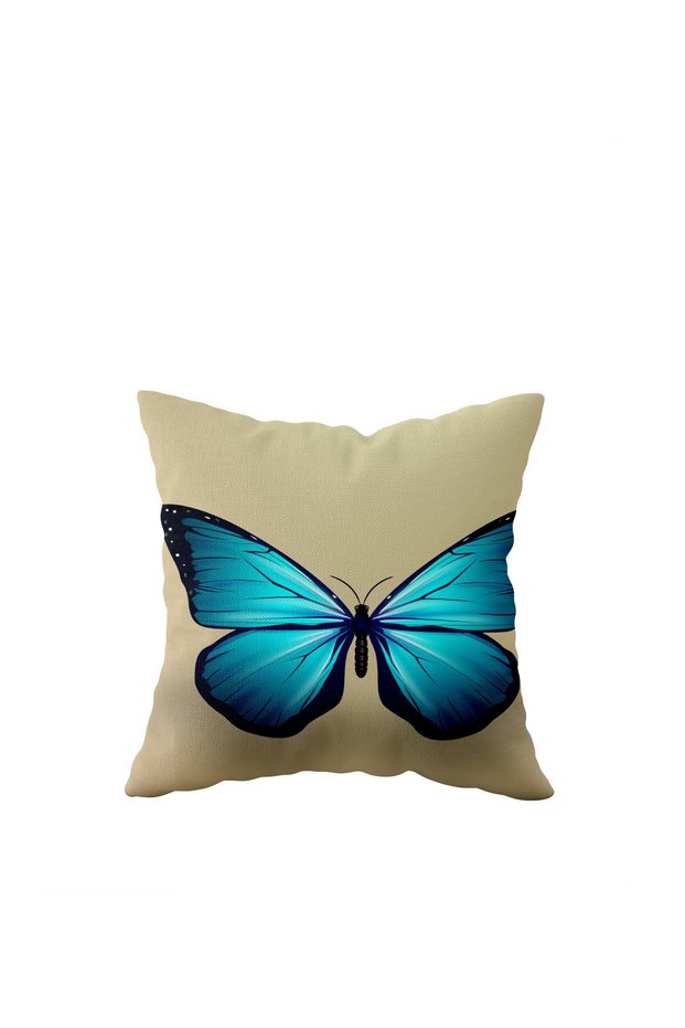Vintage Turquoise Butterfly Patterned Single Side Hidden Zipper Pillow Case Throw Pillow Sofa Pillow Case