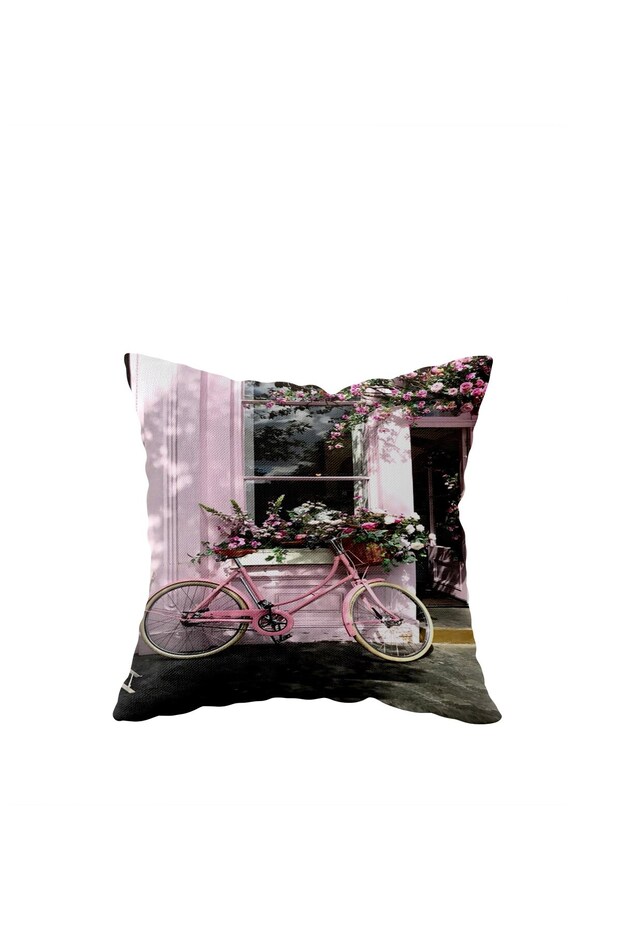 Pink Bike in the City Single Side Hidden Zipper Pillowcase Throw Pillow Seat Pillow Case