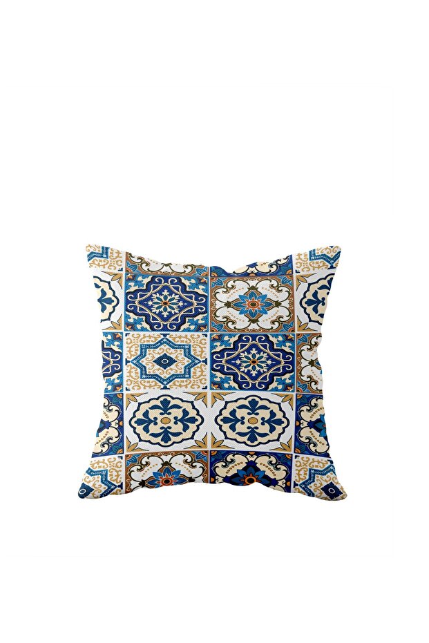 Blue Tile Single Side Hidden Zipper Pillow Case Throw Pillow Sofa Pillow Case