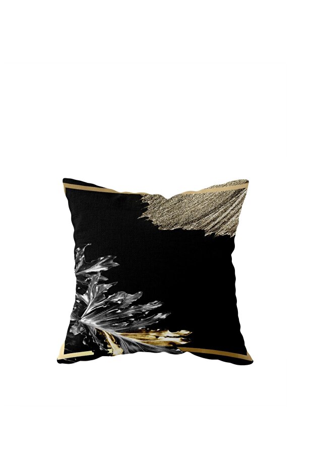 Black Leaf Single Side Hidden Zipper Pillow Case Throw Pillow Sofa Cushion Cover