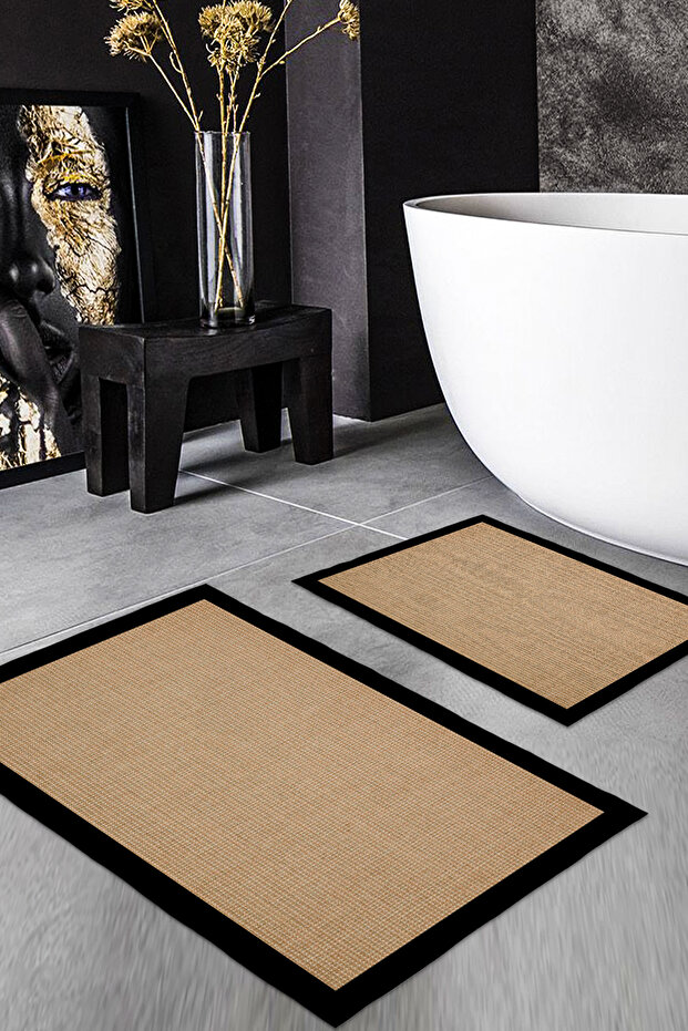 Patterned Printed Soft and Durable Bath Mat Set - Machine Washable - 2