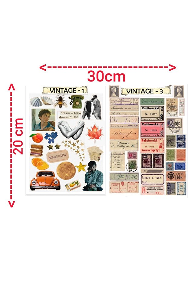 55 قطعة من مجلة سجل القصاصات Stciker Vintage 1 و 3