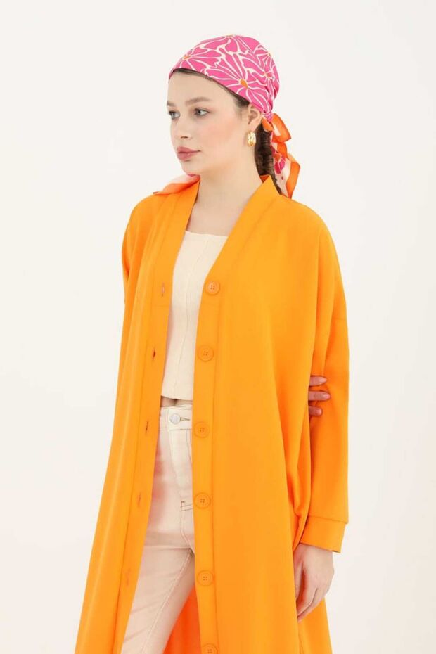 Knee-Length Tunic - Buttoned, Buttoned 10421 - 1