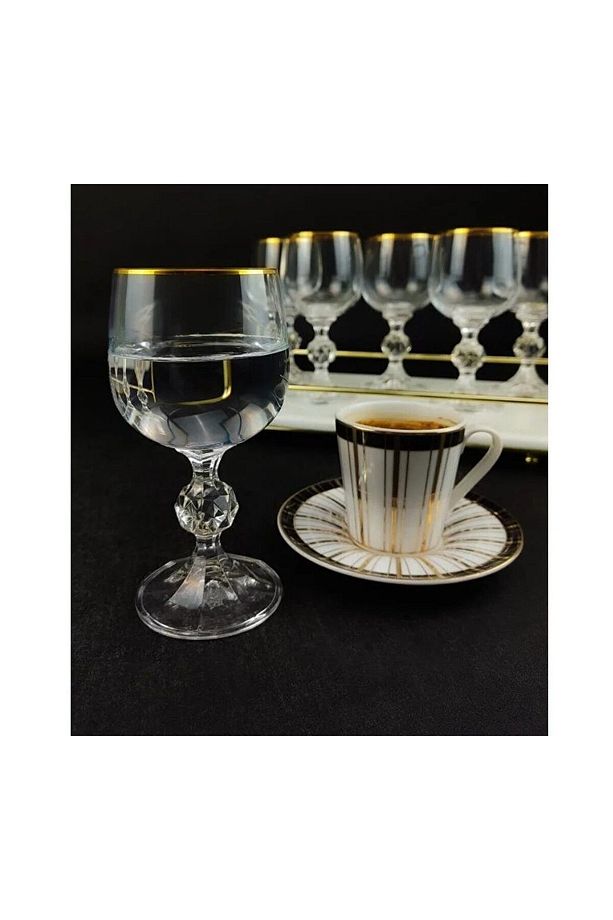 Claudia Bohemia Crystal 6'lı Kahve Yanı Su Bardak Kadeh Set 150 ml Sofra Mutfak Ev Lombardino - 6