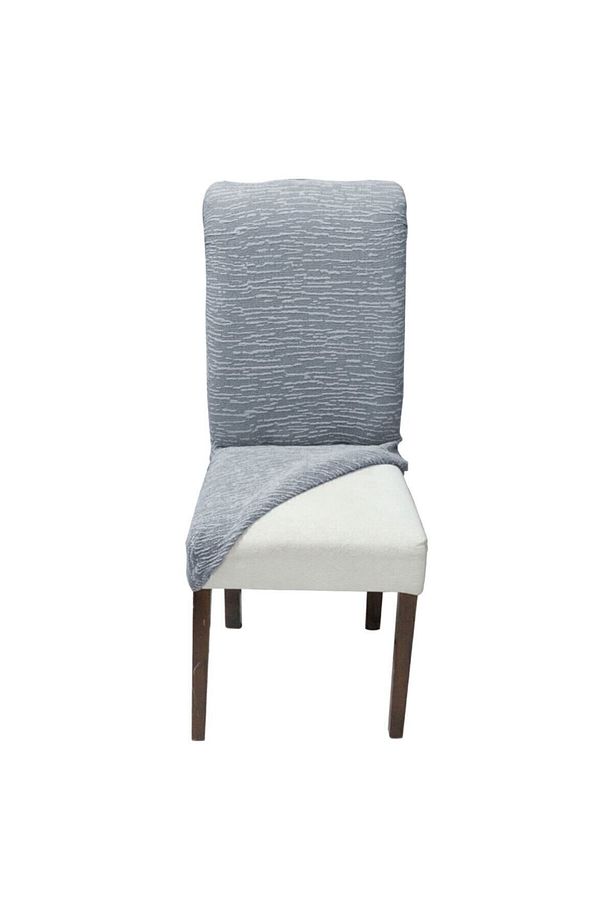 Streçli Lastikli Likralı Esnek Sandalye Örtüsü Düz Desen Jakarlı Sandalye Kılıfı (tekli) - 4