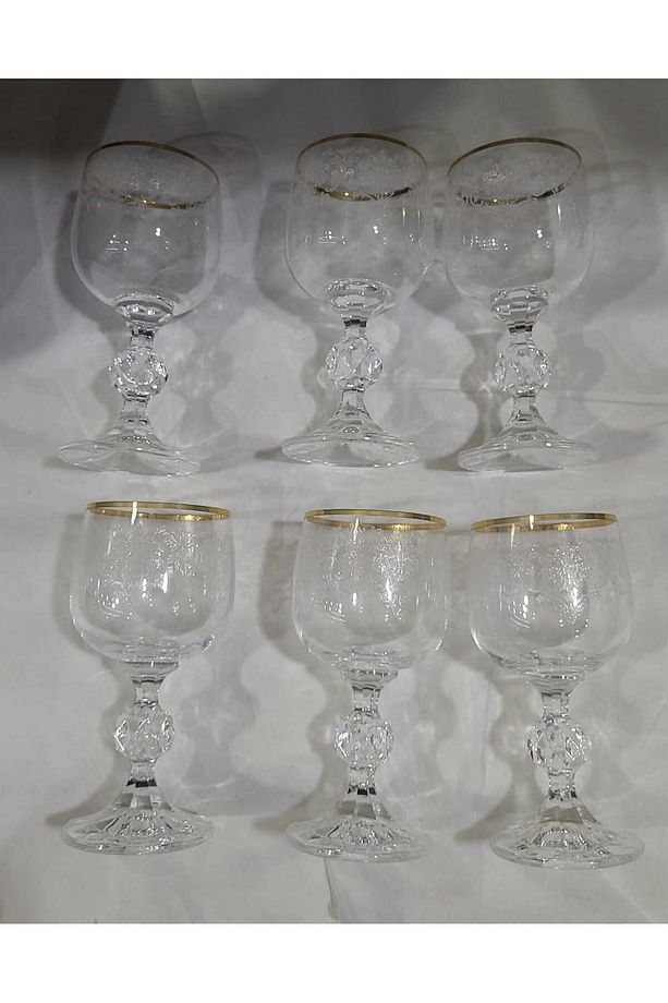 Claudia Bohemia Crystal 6'lı Kahve Yanı Su Bardak Kadeh Set 150 ml Sofra Mutfak Ev Lombardino - 1