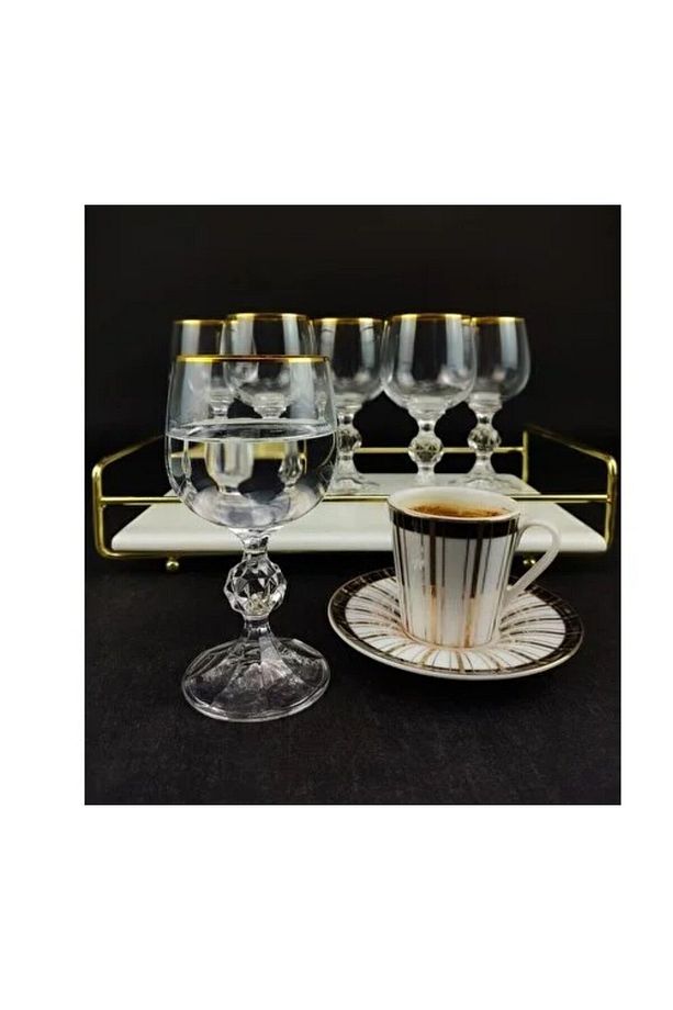 Claudia Bohemia Crystal 6'lı Kahve Yanı Su Bardak Kadeh Set 150 ml Sofra Mutfak Ev Lombardino - 5