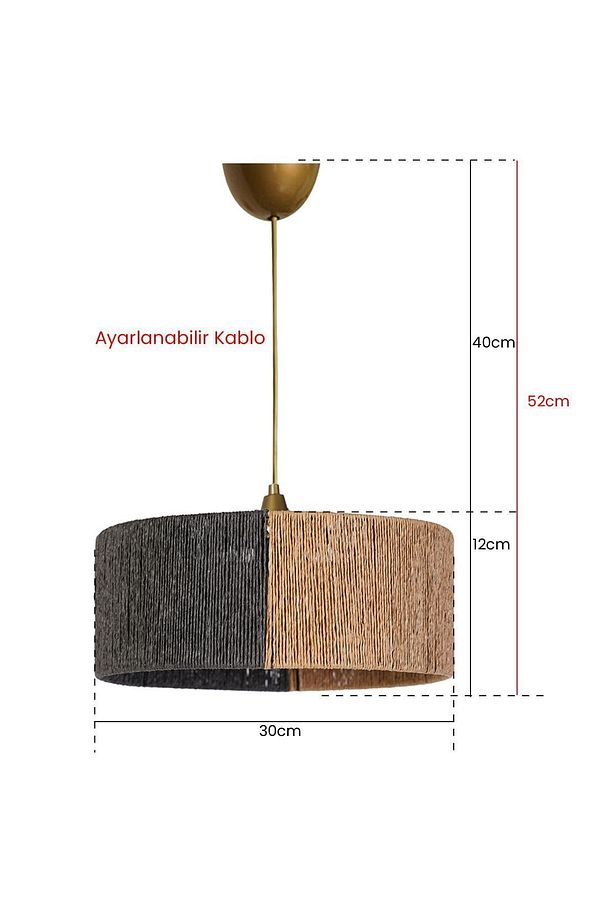 Froid Handmade Sarkıt Avize Gri Hasır - 3