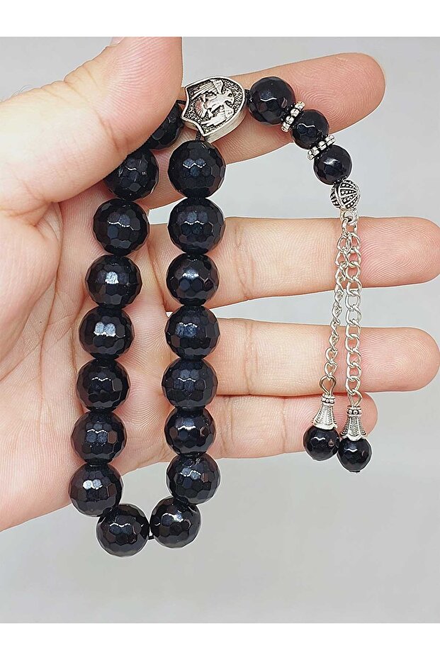 Onyx (Onix) Stone Faceted Cut 17mm Efe Tesbih 12mm (51526)