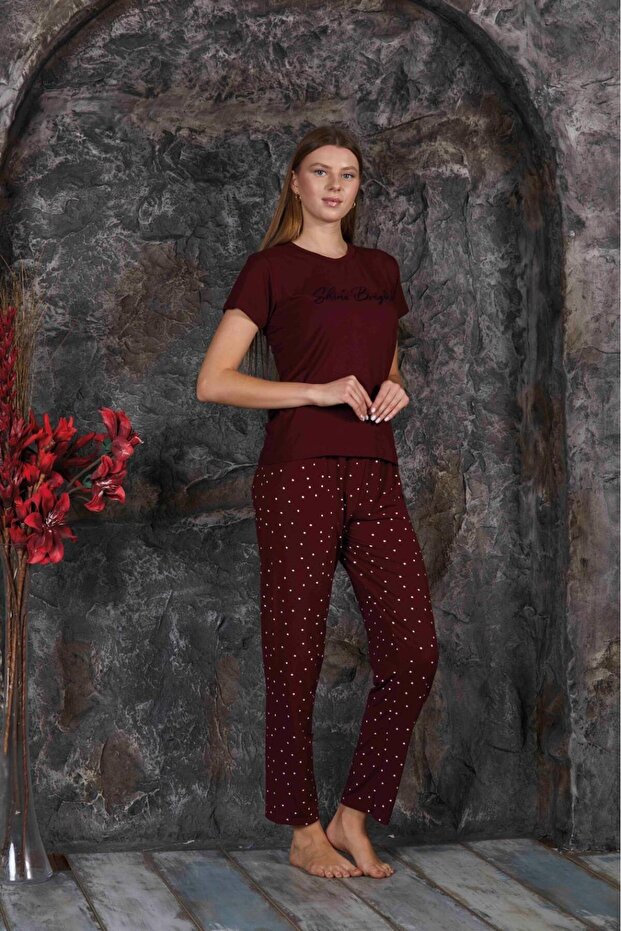 Women's Crew Neck Summer Short Sleeve Pajama Set New Season