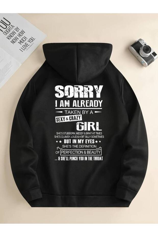 Unisex Sorry I Am Already Printed Oversized Winter 3-Thread 100% Cotton Hooded Sweatshirt Hoodie