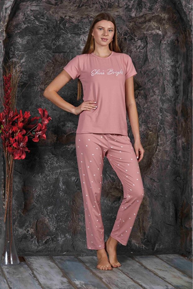 Women's Crew Neck Summer Short Sleeve Pajama Set New Season