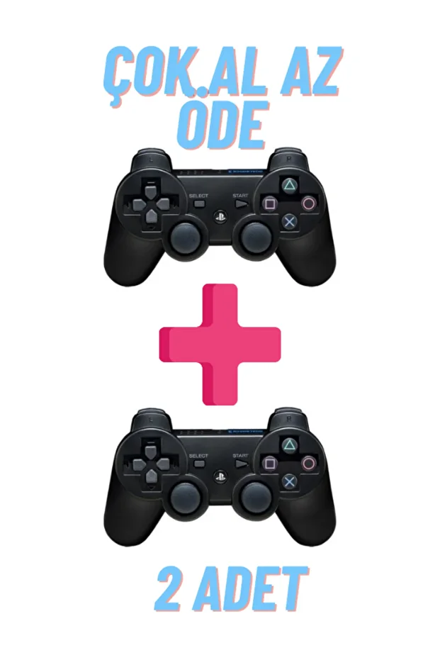 2 Adet Double Ps3 Uyumlu Kablosuz Analog Oyun Kolu Şarj Kablo Hediye - 1