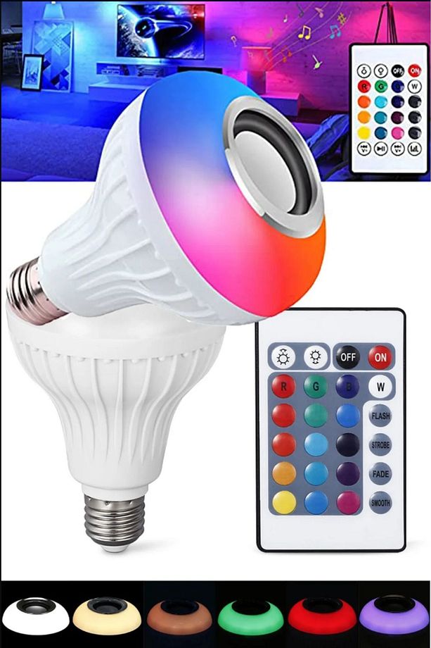 Led Müzik Ampulü, Dahili Hoparlör, Uzaktan Kumanda,rgb Işık Rengi,akıllı Ampul - 2