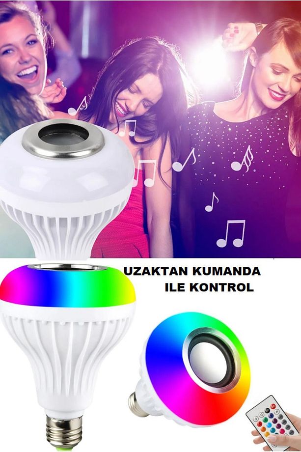 Led Müzik Ampulü, Dahili Hoparlör, Uzaktan Kumanda,rgb Işık Rengi,akıllı Ampul - 6