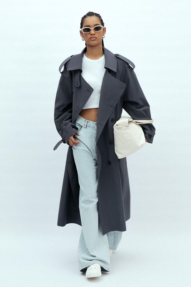 KOPENHAG OVERSIZE TRENÇKOT LACİVERT - 1