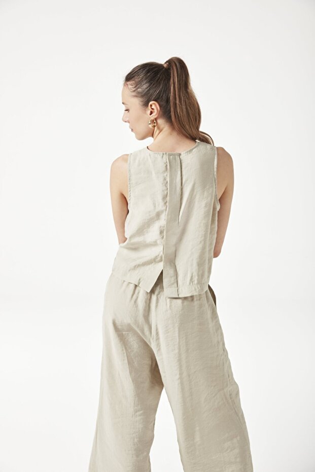 Bisiklet Yaka Kolsuz Basic Modal Bluz - 6