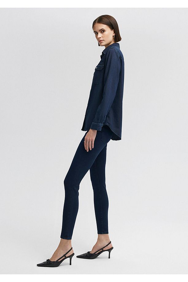 Freya Gold Klasik Mürekkep Jean Gömlek Slim Fit / Dar Kesim 122748-23171 - 4