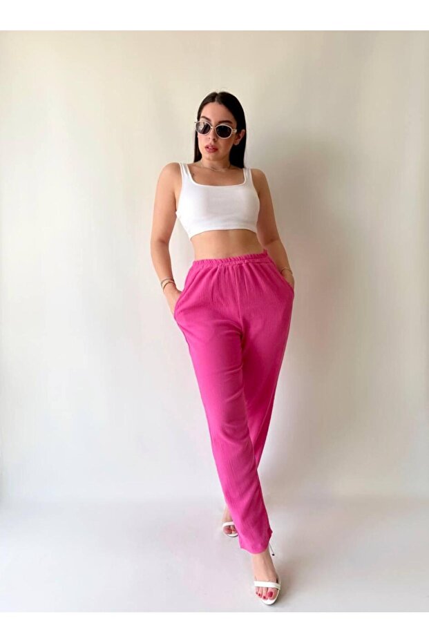Trend Esinty Women's Pocketed Linen Linen Pants with Lined (Colorful)