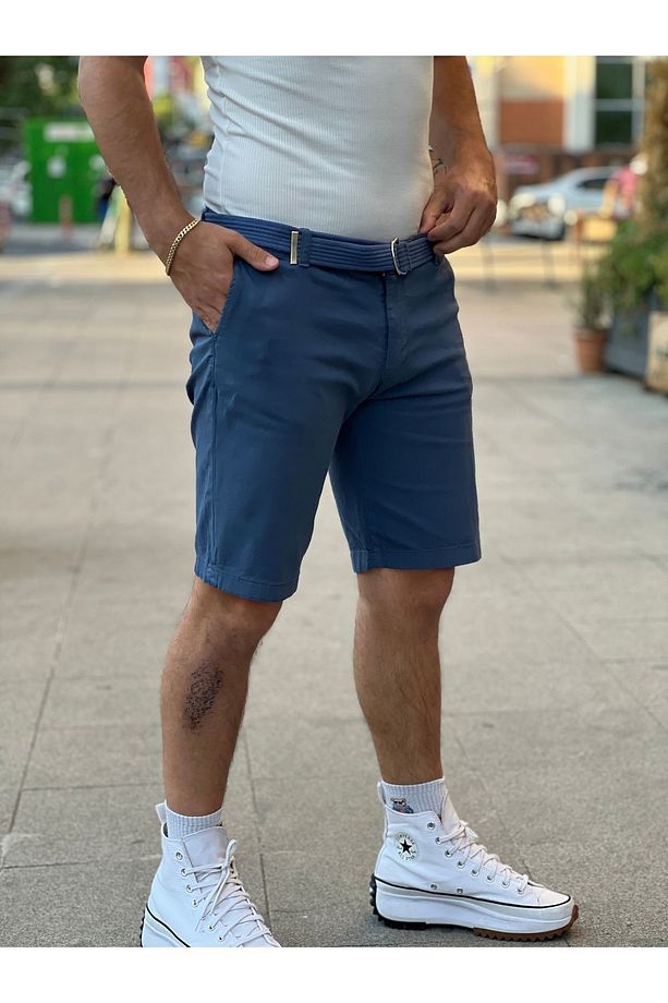 Kemerli kanvas şort - 1
