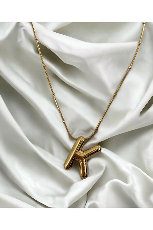 Stainless Steel Balloon (K) Letter Necklace