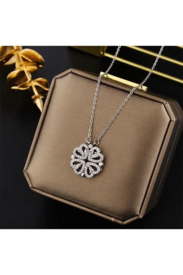 Açılır Kapanır Mıknatıslı 4 Yapraklı Yonca Kolye - 2