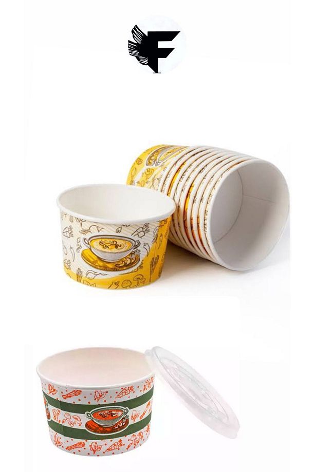 1. kalite Kağıt-karton Çorba Kâsesi RAMAZAN AYI PRATİK KULLAN AT 16 Oz Şeffaf Kapaklı, 50 Adet - 2