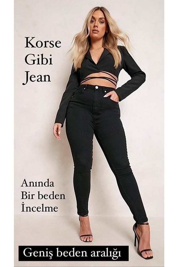 Large Size Battal Jeans Black Colorfast Recovery