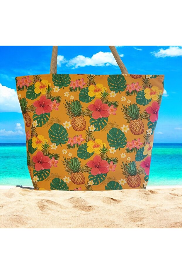 Beach Bag Pineapple Patterned Shoulder Bag - 2