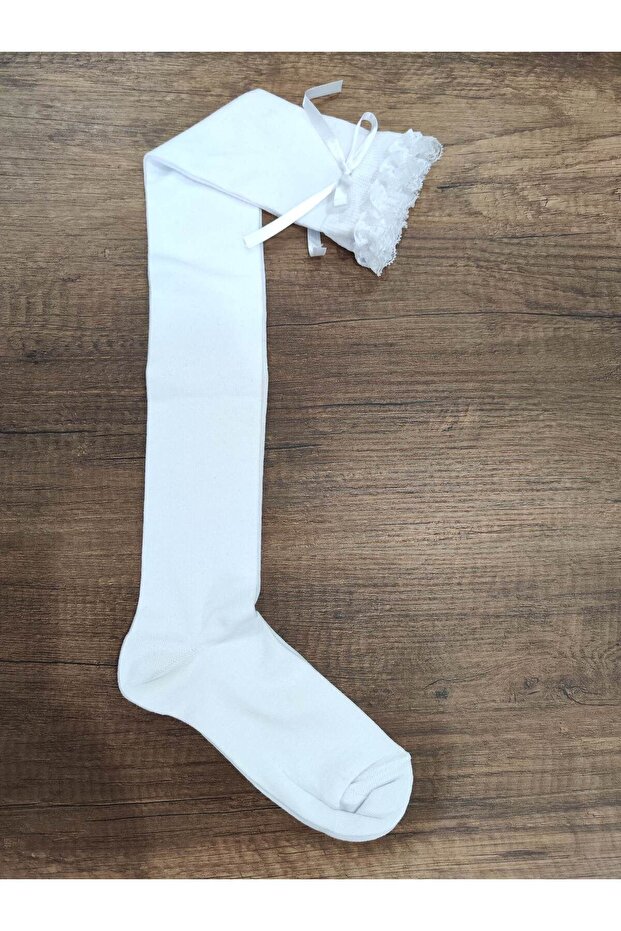 Women's Knee High Lace Bow Long Socks Cotton Combed Cotton