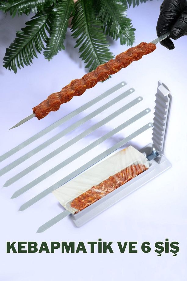 6 Adet Şiş Ve Kebapmatik Adana Urfa Kebap Kalıbı Aparatı Pratik Hızlı Kebap Makinesi Kutusu - 1