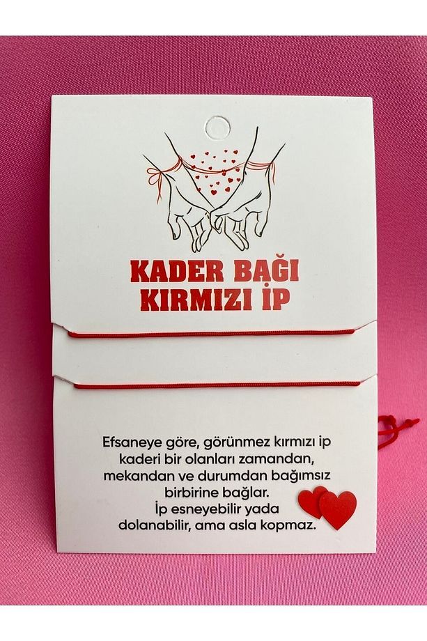 Kader Bağı Kırmızı Ip Bileklik 2'li Kader Bağı Asansörlü Çift Bileklik - 1