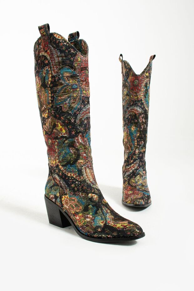 Patterned Authentic Fabric Boots