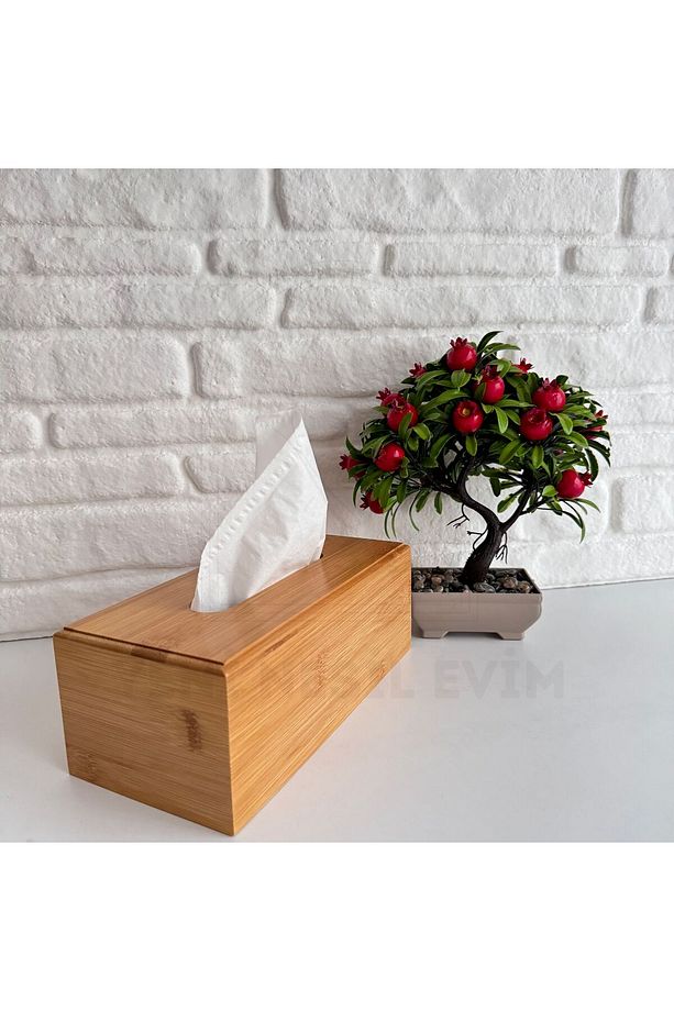 Bambu Ahşap Peçete Kutusu Kağıt Mendil Masaüstü Peçetelik 23*11*9 cm - 3