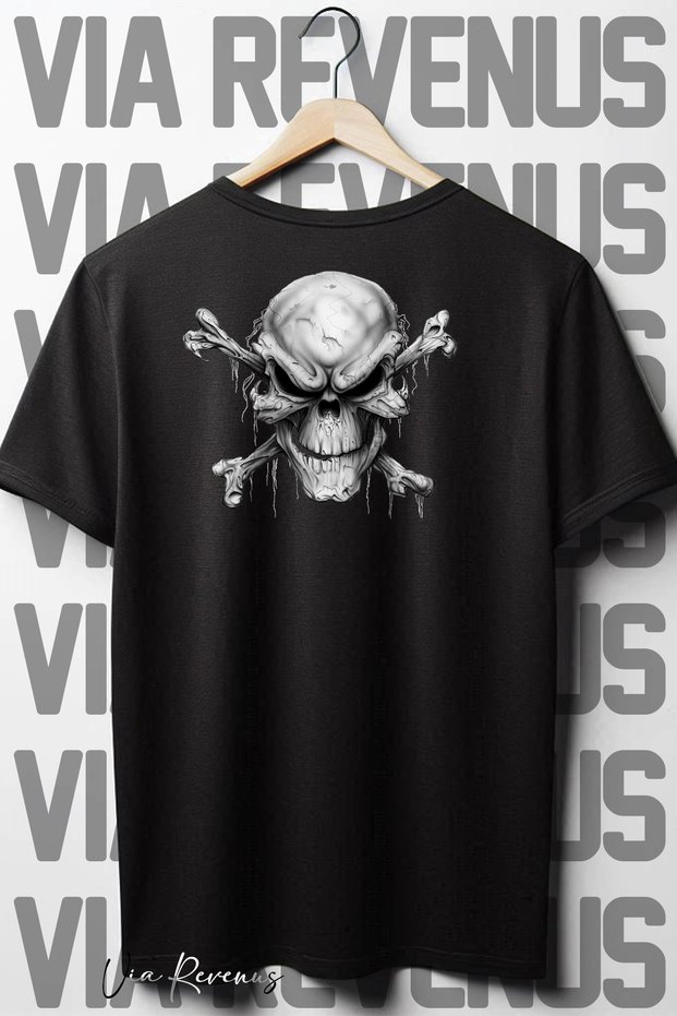 Μπλουζάκι Skull Back Printed Μαύρο Oversize