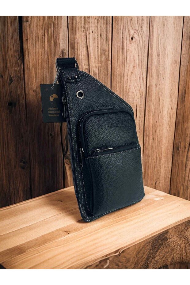 Men's Black Cross Chest and Shoulder Bag Body Bag