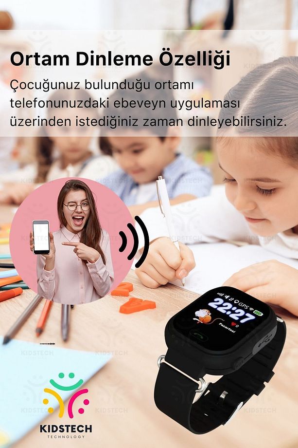 Çocuklar Için Gps Konum Btk Kayıtlı Sim Kartlı Çocuk Takip Ortam Dinleme Özellikli Q90 Akıllı Saat - 3