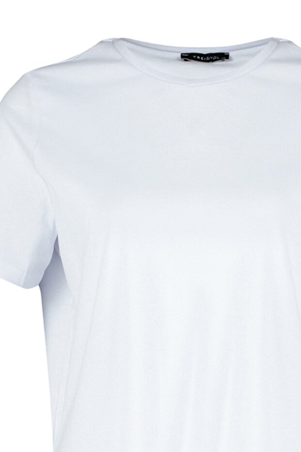 Crew nyakú fehér póló - 100% pamut, nagy méretű TBBSS22TS0733 - 7