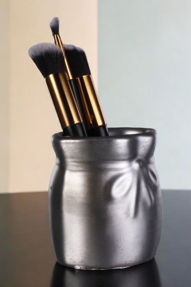 Makeup Organizer, Makeup Brush Holder, Makeup Brush Holder, Antique Silver Finish, Model 8