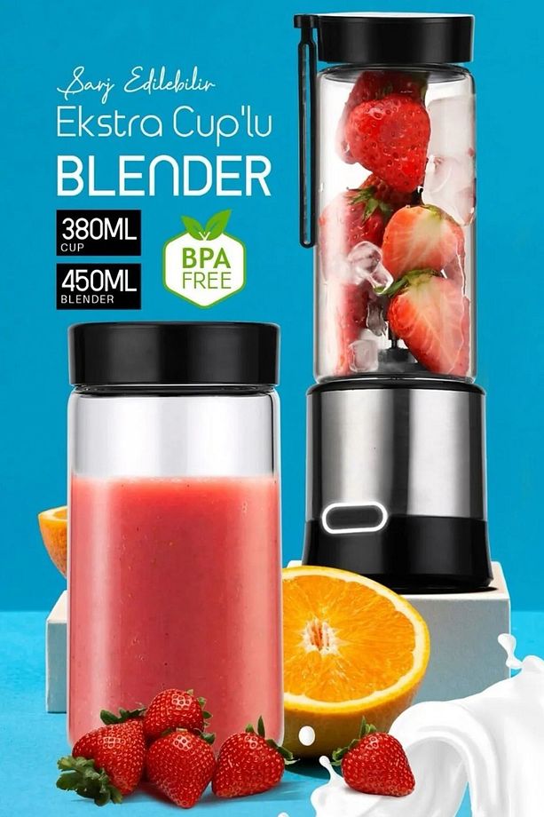 Taşınabilir Şarjlı Metal Kişişel Blender 450Ml + 380Ml - 1