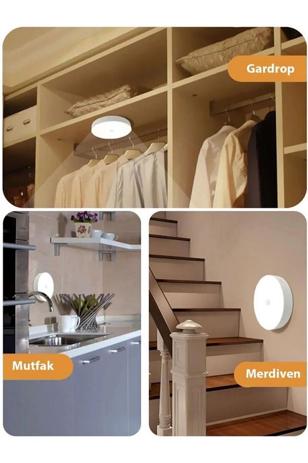 Hareket Sensörlü On/auto/off Modlu 8 Ledli Usb Şarjlı Beyaz Led Işık Lamba - 3